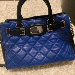 Dark blue and black quilted leather micheal kors